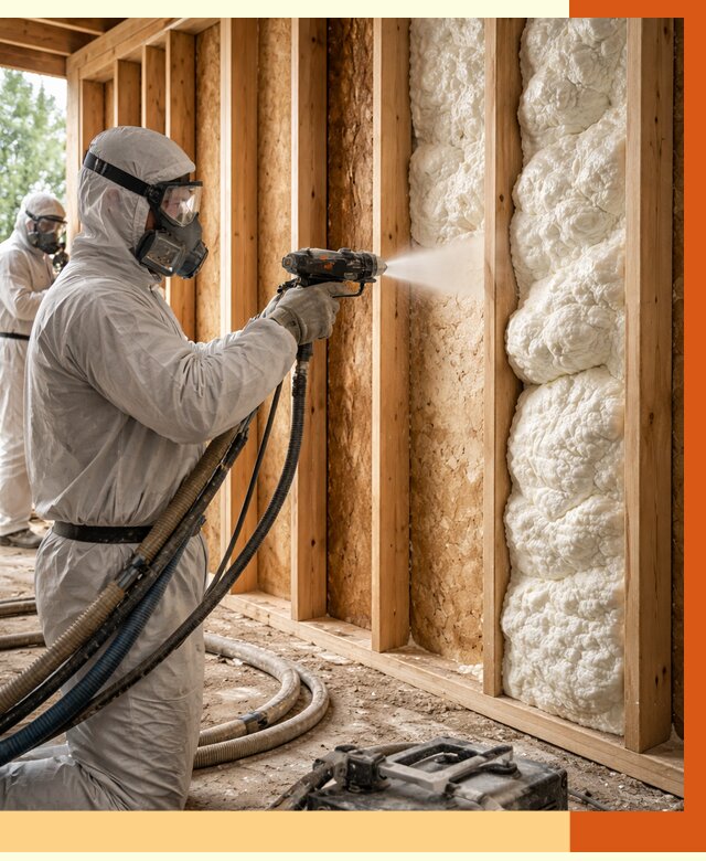 Утепление каркасного дома ППУ в клине от 2869 руб./м2 — работа под ключ | ТепломастерКли