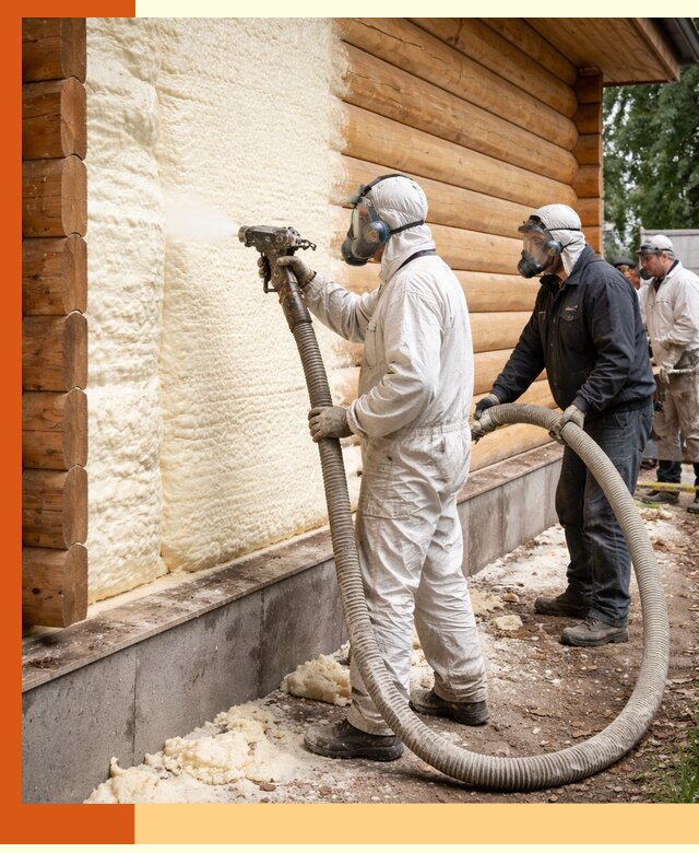 Утепление дома из бруса пенополиуретаном в клине