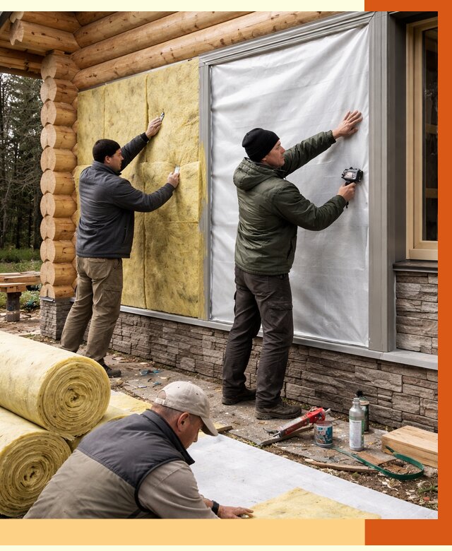 Утепление бревенчатого дома в клине от 7837 руб/м2 — заказать под ключ | ТепломастерКли