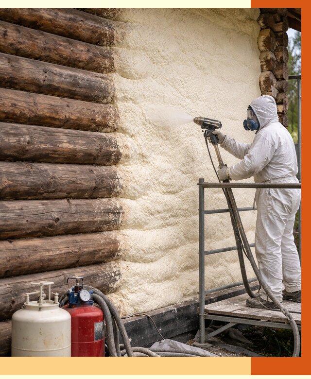 Утепление бревенчатого дома ППУ в клине под ключ от 6403 руб. | ТепломастерКли