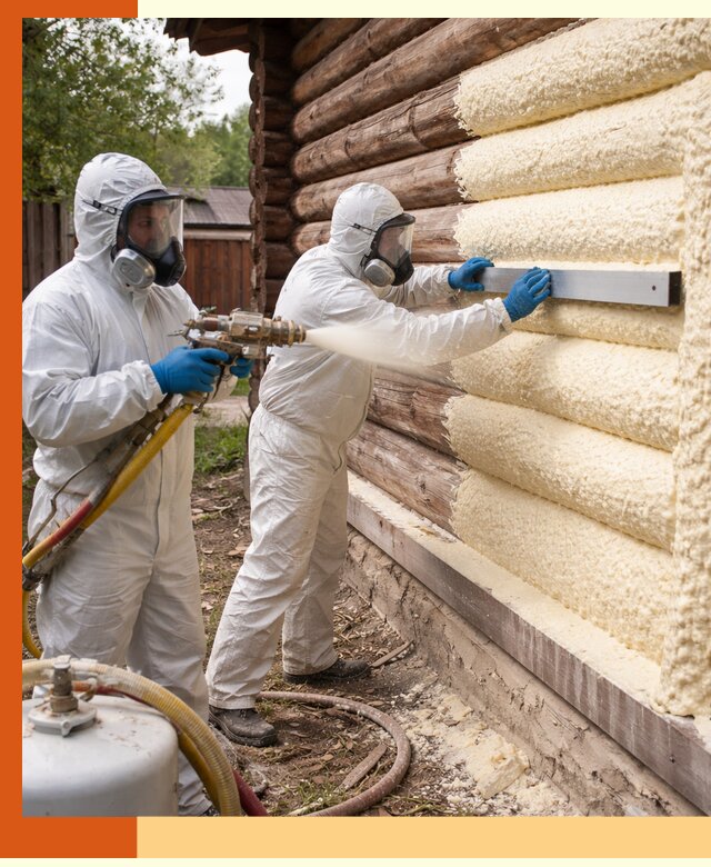 Утепление бревенчатого дома ППУ в клине эффективной изоляцией