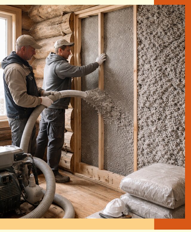 Утепление бревенчатого дома эковатой в клине от 2817 руб. | ТепломастерКли