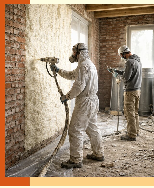 Утепление кирпичного дома пенополиуретаном в клине