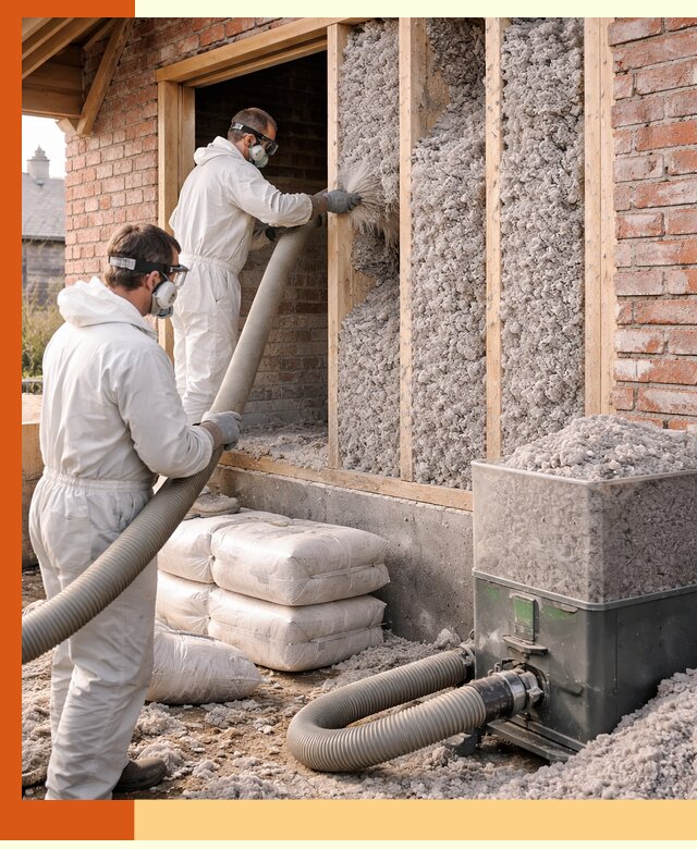 Утепление кирпичного дома эковатой в клине