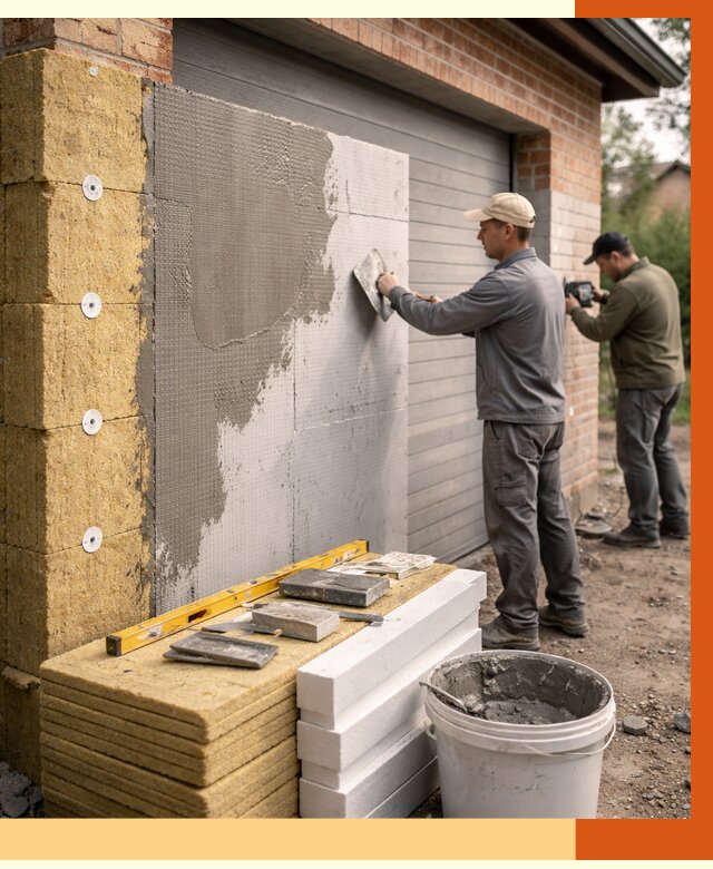 Утепление гаража снаружи в клине от 4303 руб. за м2 — наружное утепление под ключ | ТепломастерКли