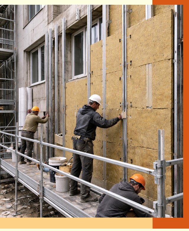 Утепление вентилируемого фасада в клине от 5737 руб/м2 — монтаж и утепление вентфасад | ТепломастерКли