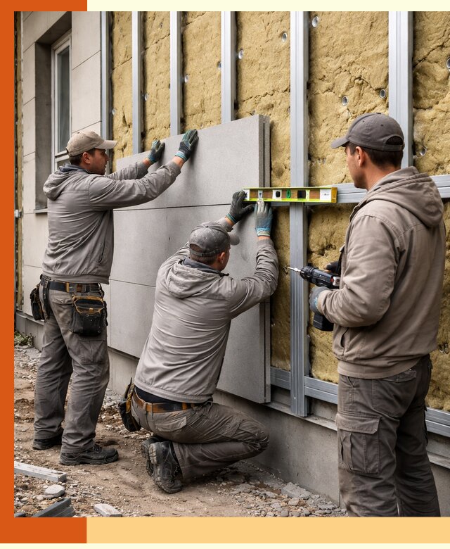 Утепление вентилируемого фасада под ключ в клине