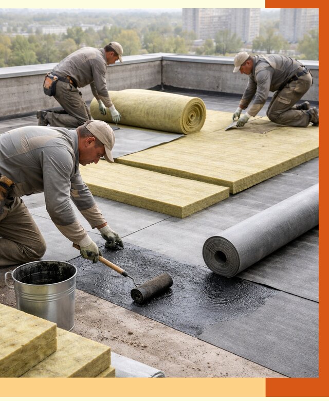 Утепление плоской крыши в клине от 7376 руб./м2 под ключ | ТепломастерКли