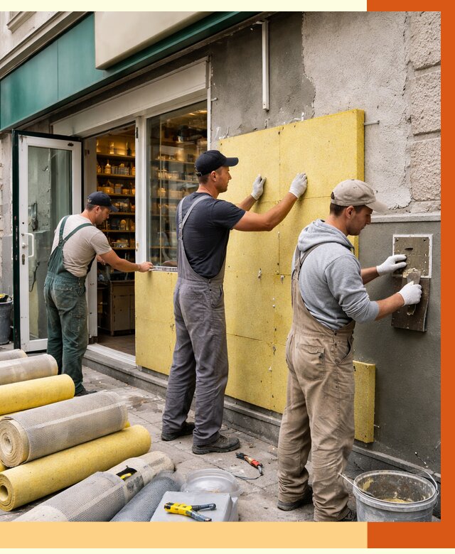 Утепление магазина в клине от 4610 руб/м2 — цена, стены и снаружи | ТепломастерКли