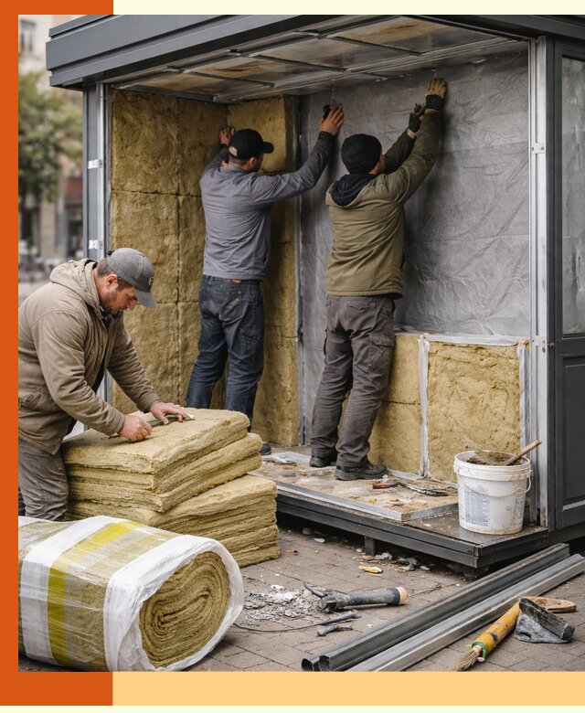 Утепление павильона шаурмы под ключ в клине