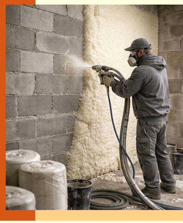 Утепление блочной стены ППУ в клине качественно и надёжно