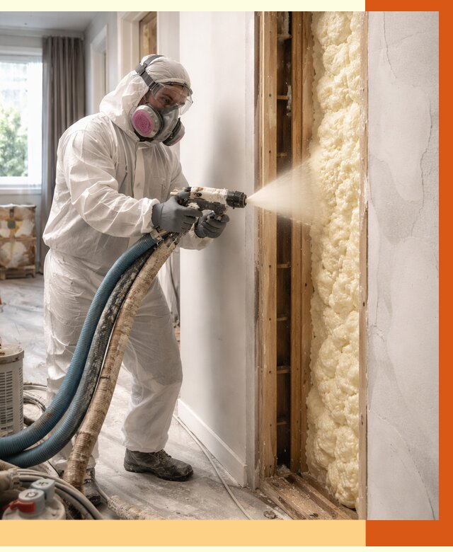 Межстеновое утепление ППУ в клине от 2817 руб/м2 — межстенное утепление под ключ | ТепломастерКли