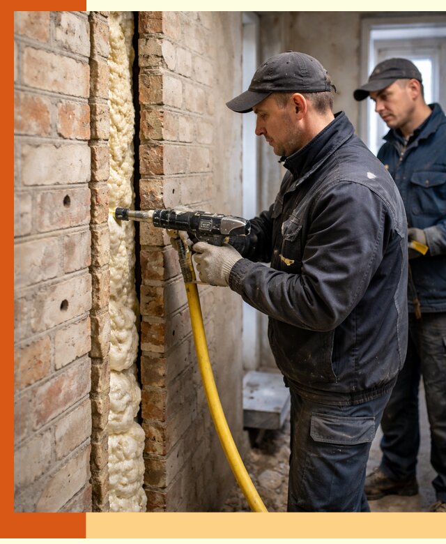 Межстеновое утепление пенополиуретаном в клине