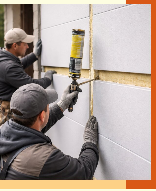 Утепление сэндвич панелей ППУ в клине от 4303 руб. за м2 | ТепломастерКли