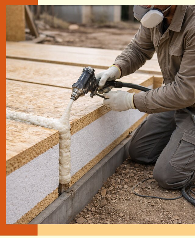 Утепление СИП-панелей пенополиуретаном (ППУ) в клине