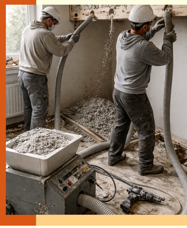 Заполнение пустот перекрытий пеной и наполнителями в клине