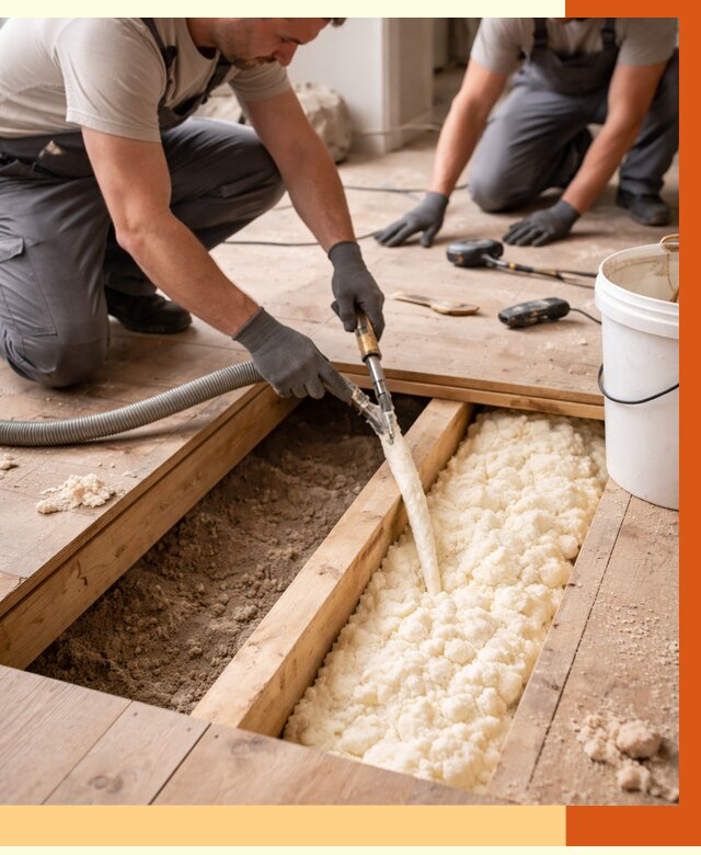 Заполнение пустот пола в клине от 2766 руб. — утепление пустот пола под ключ | ТепломастерКли