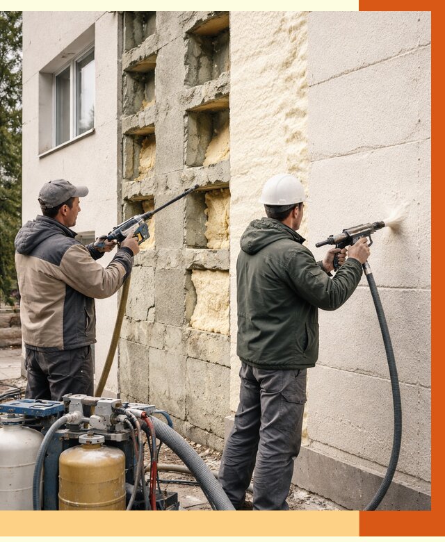 Заполнение пустот фасада в клине от 4610 руб. — утепление пустот облицовки | ТепломастерКли