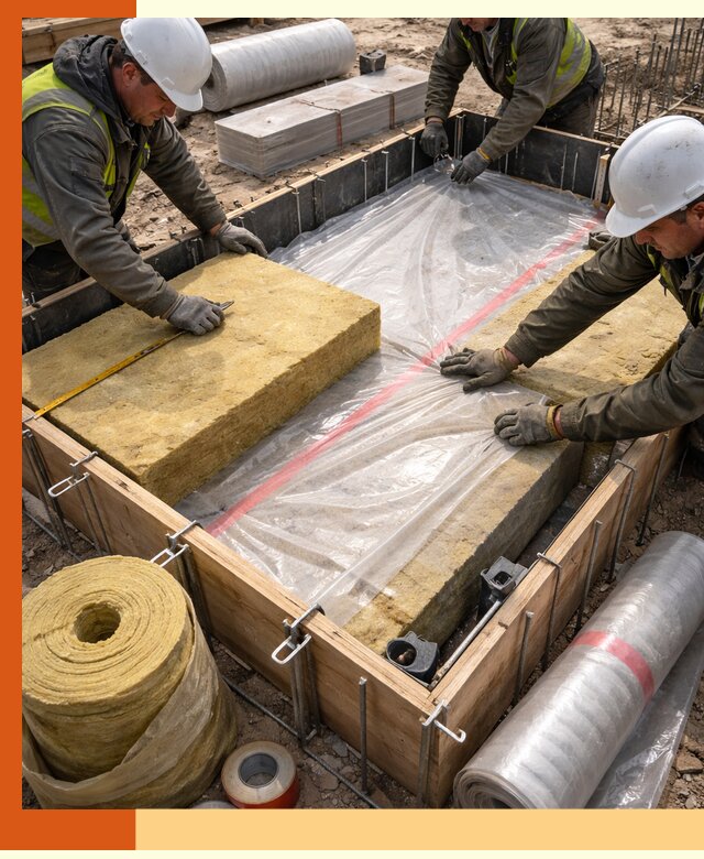 Теплоизоляция опалубки для строительства в клине