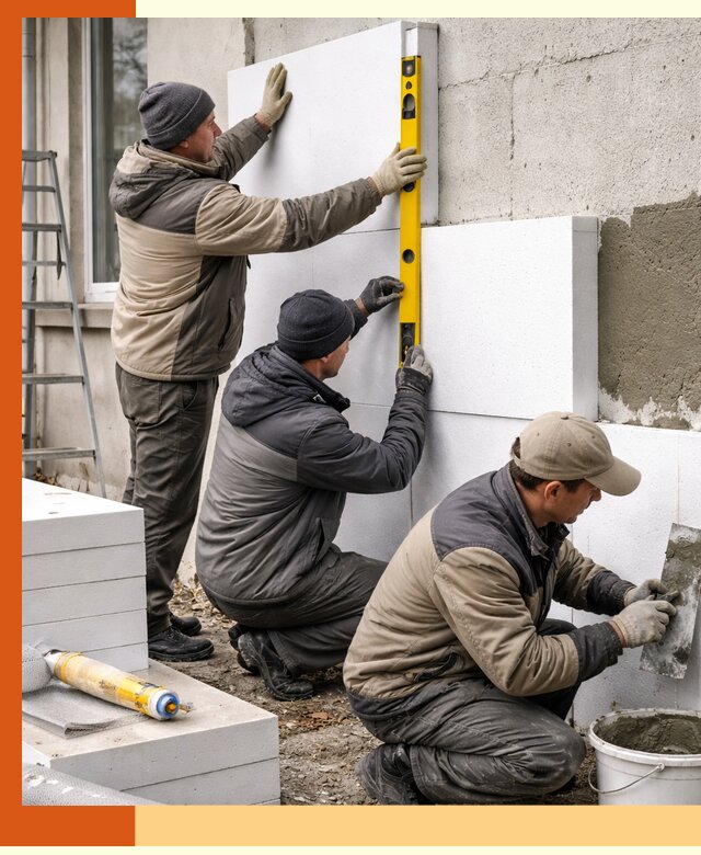 Утепление пенопластом наружных стен и фасадов в клине