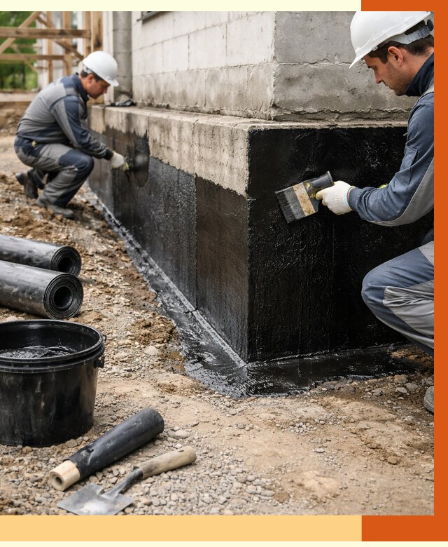 Гидроизоляция фундамента в клине от 1281 руб. — профессионально, под ключ | ТепломастерКли