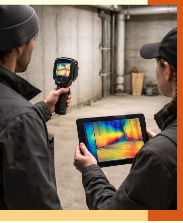Тепловизионное обследование подвала в клине от 4610 руб. — проверка гидроизоляции | ТепломастерКли