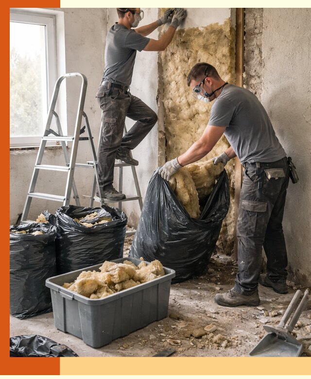 Демонтаж старого утеплителя и вывоз отходов в клине