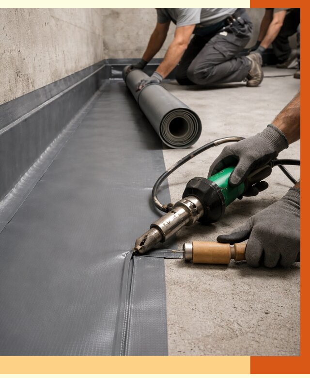 Монтаж гидроизоляционной мембраны в клине от 1019 руб/м2 | ТепломастерКли