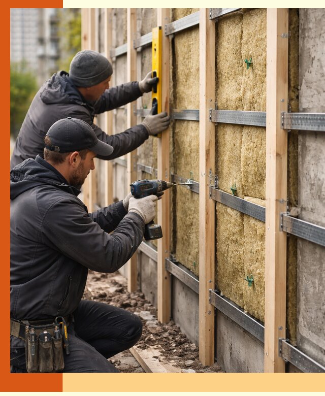 Монтаж обрешетки под утепление зданий и квартир в клине
